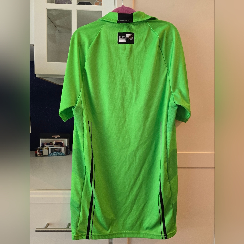 Womens US Soccer Federation Soccer Referee Green Quarter Zip Short Sleeve - Picture 3 of 4